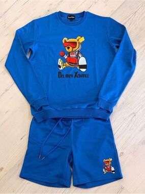 Kids Blue Bear Graphic Sweatshirt and Jogger Set